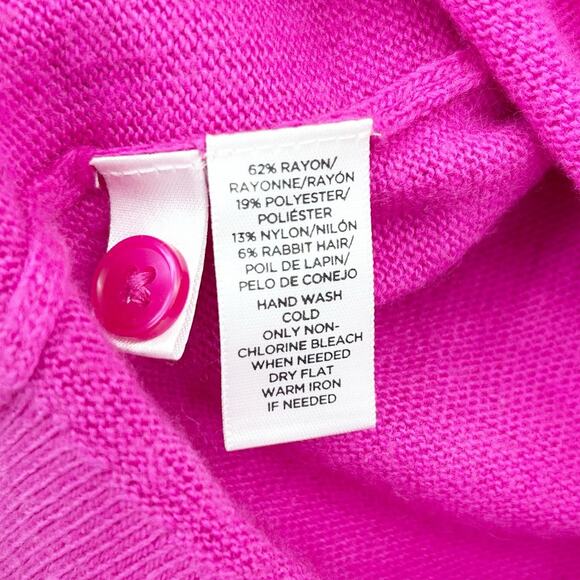 LOFT Colorblock Orange Magenta Cardigan Sweater Lightweight Womens Size Med - Picture 7 of 11